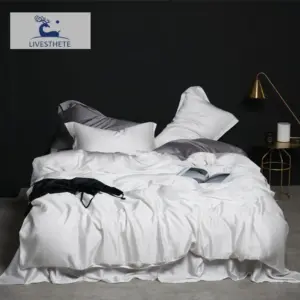100% Pure Silk Bedding Set - Queen King Luxury Cooling Duvet Cover Set for Comfortable Sleep
