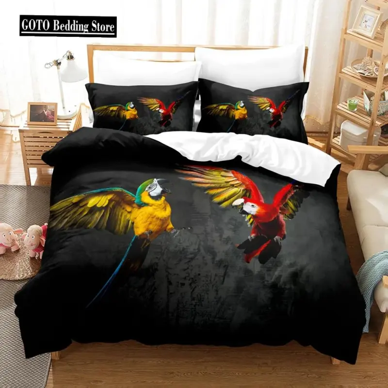 100% Bamboo Fiber Parrot Duvet Cover Set - Queen King Twin Size Tropical Bedding for Comfort & Style - Image 7