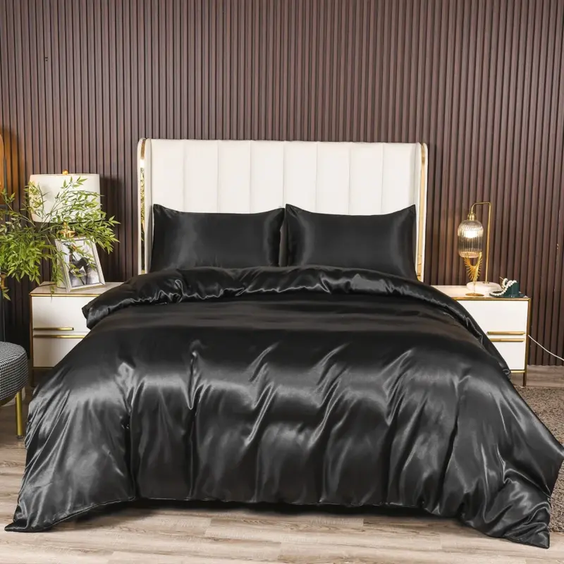100% Microfiber Satin Bedding Set - 3-Piece Reversible Luxury Comforter Set with Pillowcases for Soft Comfort - Image 11
