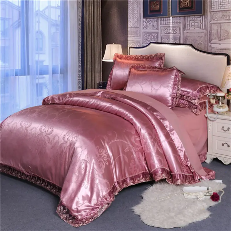 Satin Jacquard Duvet Cover Set - Luxury 4-Piece Floral Bedding Collection for Elegant Home Decor - Image 21