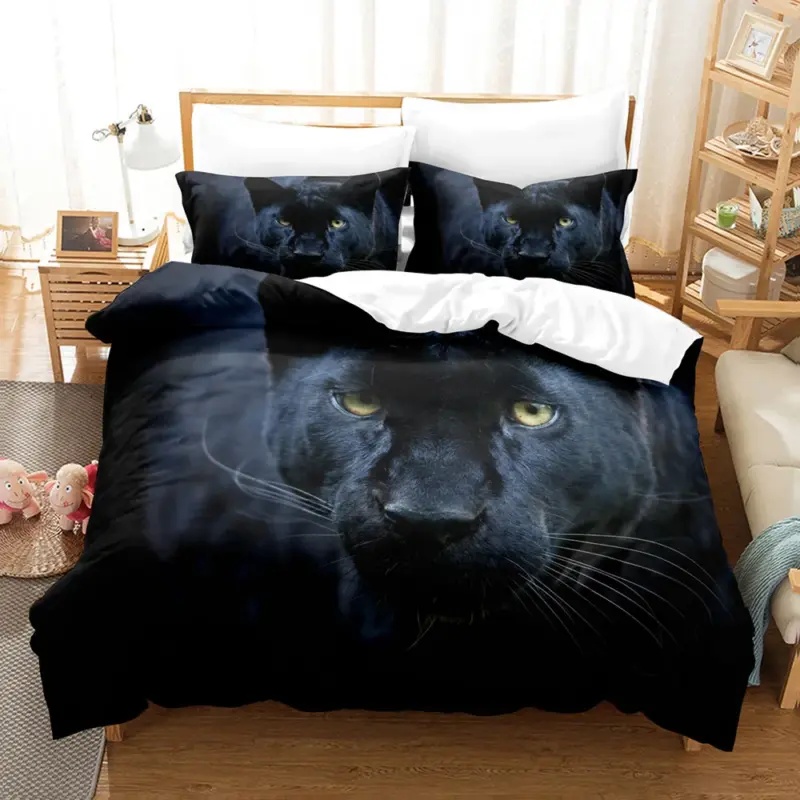 Safari Leopard Duvet Cover Set - Queen/King Size 3D Print Animal Bedding for Kids & Adults - Image 7