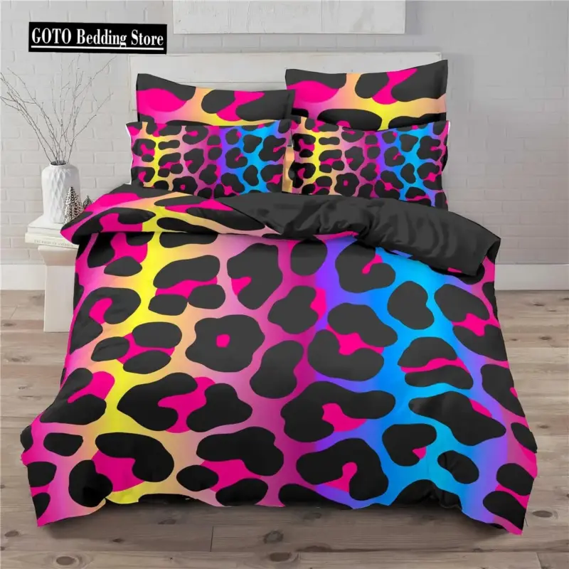 Luxury Bamboo Microfiber Duvet Cover Set - Queen Size Leopard Print 3-Piece Bedding with Pillowcases - Image 8