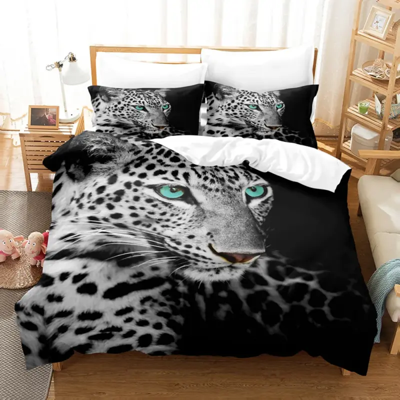 Safari Leopard Duvet Cover Set - Queen/King Size 3D Print Animal Bedding for Kids & Adults - Image 2