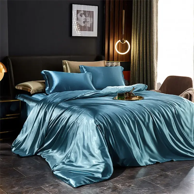 Luxury Satin Silk Bedding Set - Queen King Twin Size 4-Piece Cooling Duvet Cover Set for Year-Round Comfort - Image 13