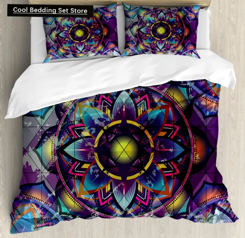 Bohemian Mandala Duvet Cover Set - Queen/King Size Luxury Bedding with Pillowcases for Vibrant Home Décor - Image 17