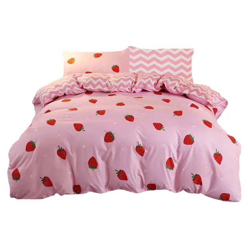 100% Bamboo Fiber Duvet Cover Set - King Size Strawberry Print Luxury Bedding for All Seasons - Image 7