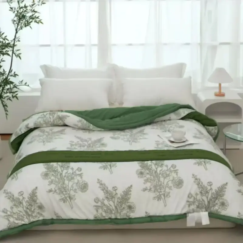 Cotton Polyester Cooling Quilt Set - Printed 4-Piece Summer Bedding for Hot Weather Comfort - Image 14