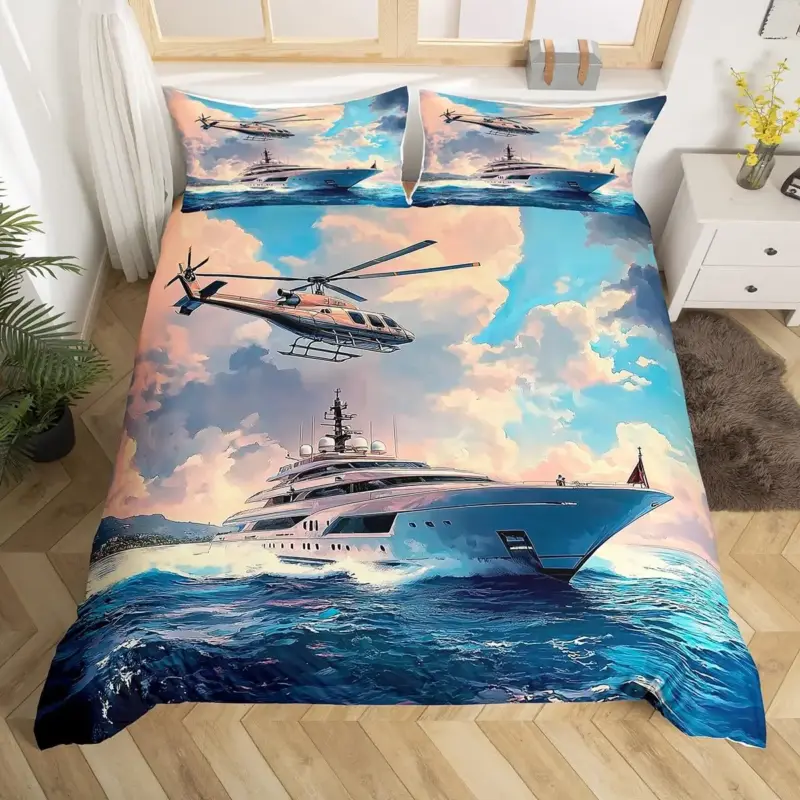 3D Airplane Duvet Cover Set - King Size Blue Sky Aviation Bedding for Kids & Teens - Image 6
